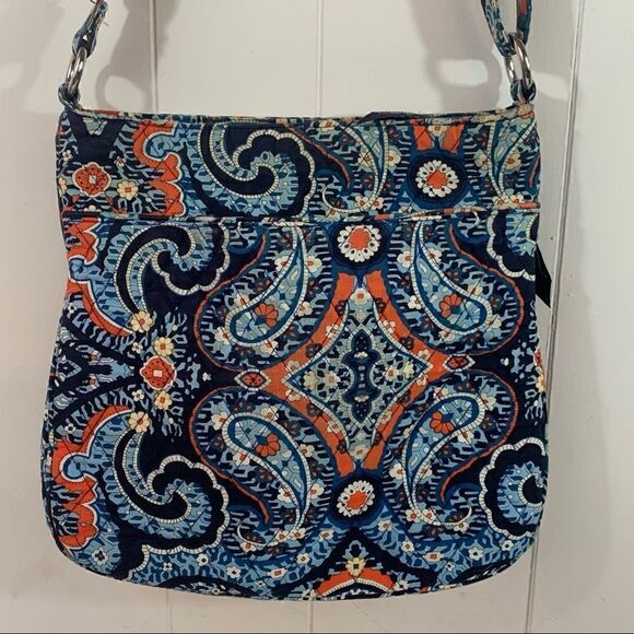 Vera Bradley Hipster Crossbody Marrakesh Blue Orange Paisley Floral Triple Zip - Picture 2 of 9